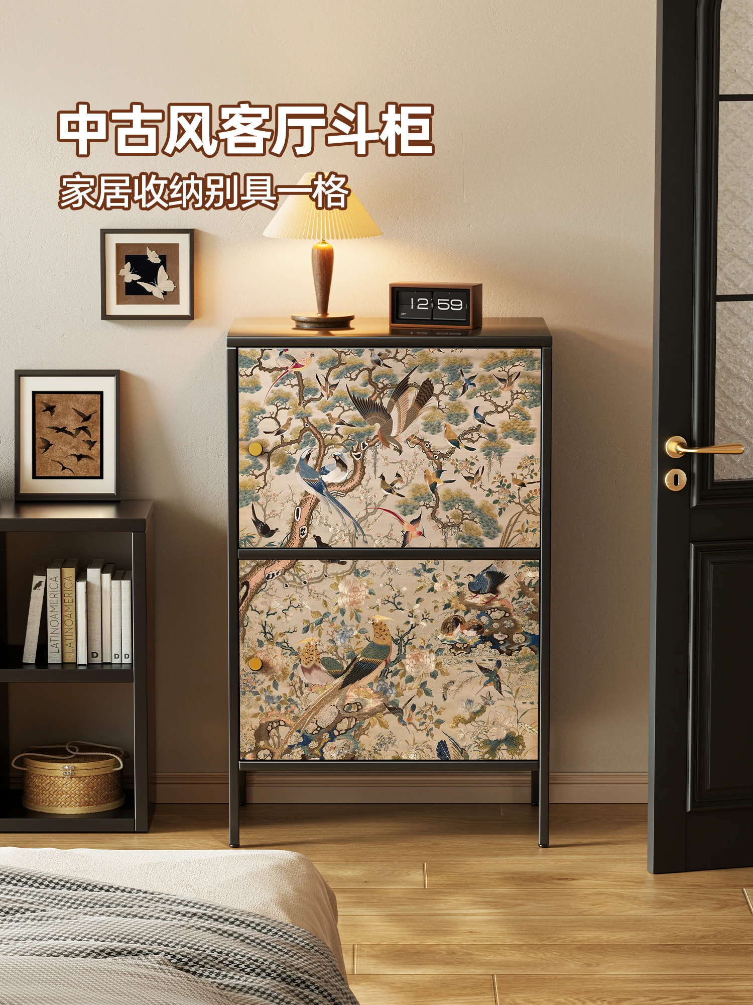 Medieval style bucket cabinet, living room, bedroom storage, sofa side cabinet, wall storage