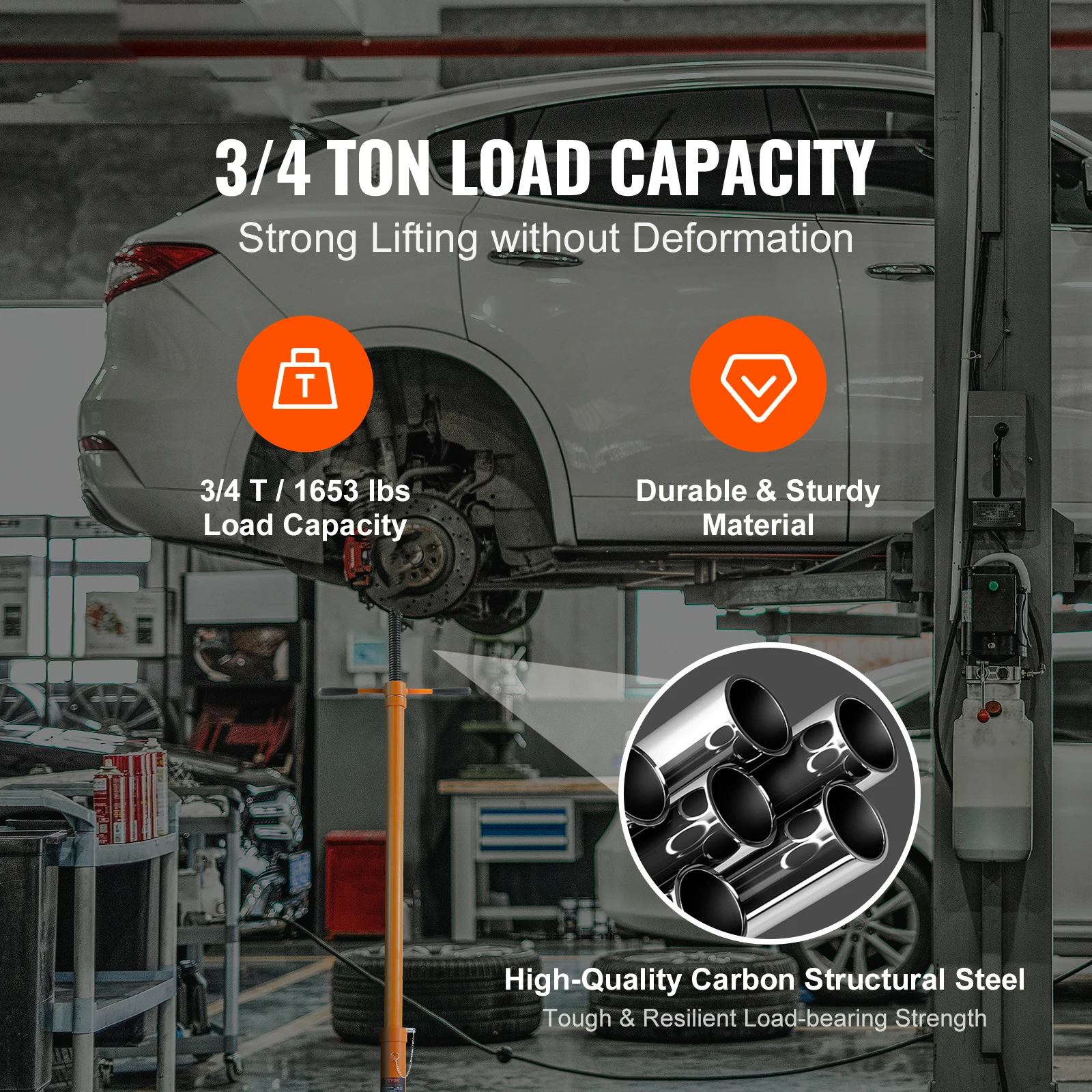 SucceBuy Supporto sottologico con capacità di 3/4 tonnellate, sollevamento da 43,3" a 70,9" Base triangolare Supporto automobilistico a due ruote