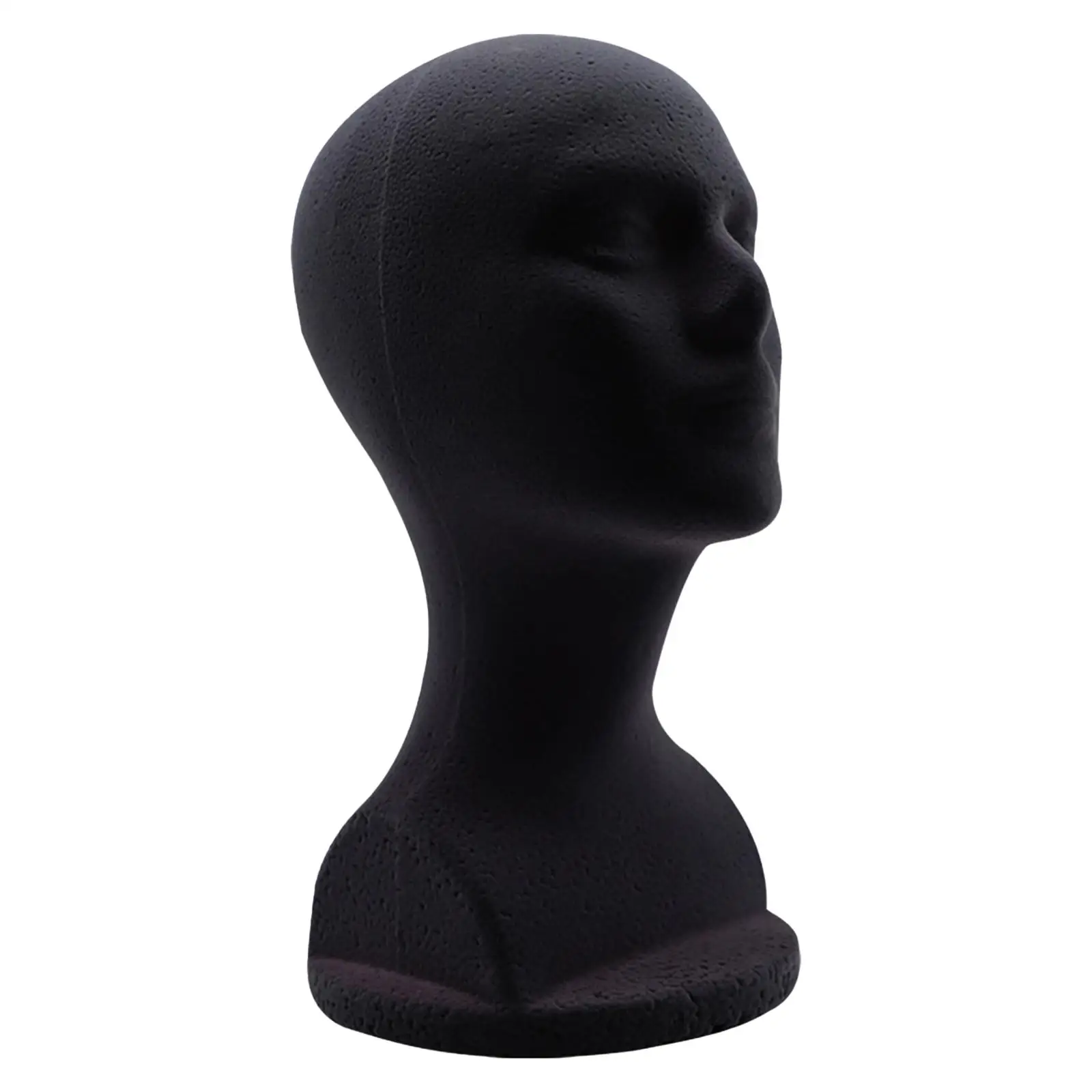 Mężczyzna styropianowa głowa manekina Model kapelusz stojak czarny 48,5 cm obwód głowy akcesoria 12,6 cala wysokości DIY stabilna podstawa