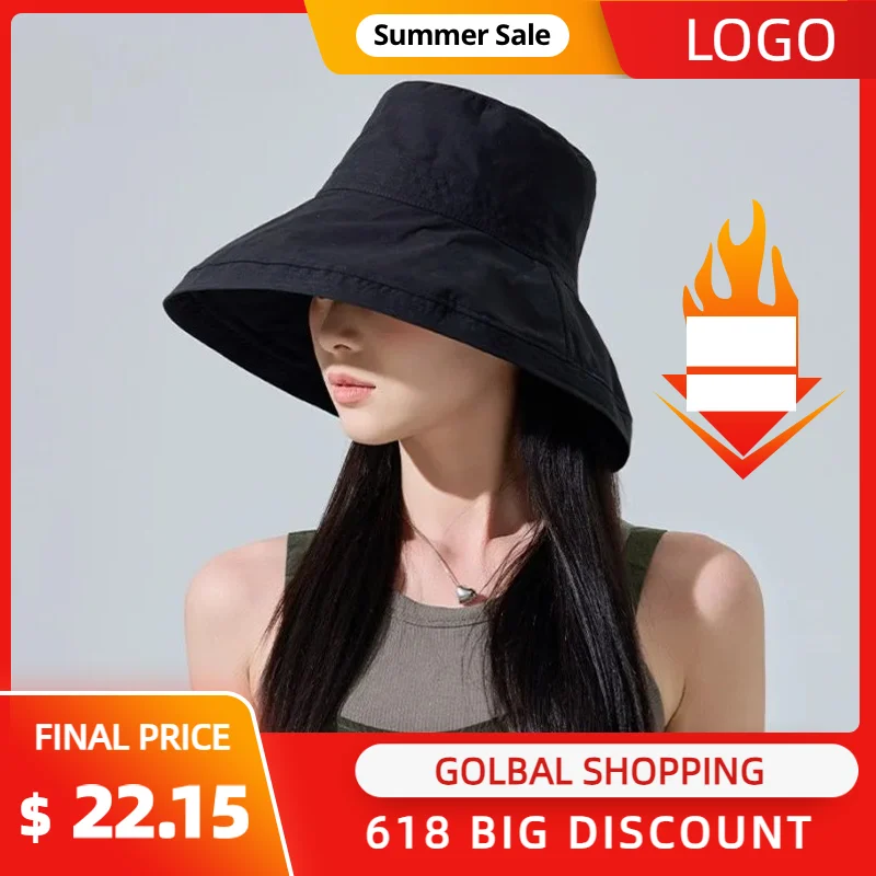 

Cotton Walking Large Brim Fisherman's Hat Literary Shade Sunscreen Hat Women Summer Outdoor Sun UPF50+