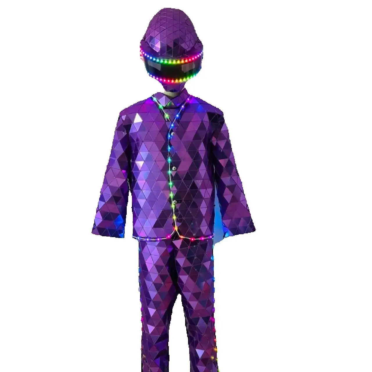 

LED Mirror Costume Purple Set DJ Show Dance Carnival Halloween Party Costume