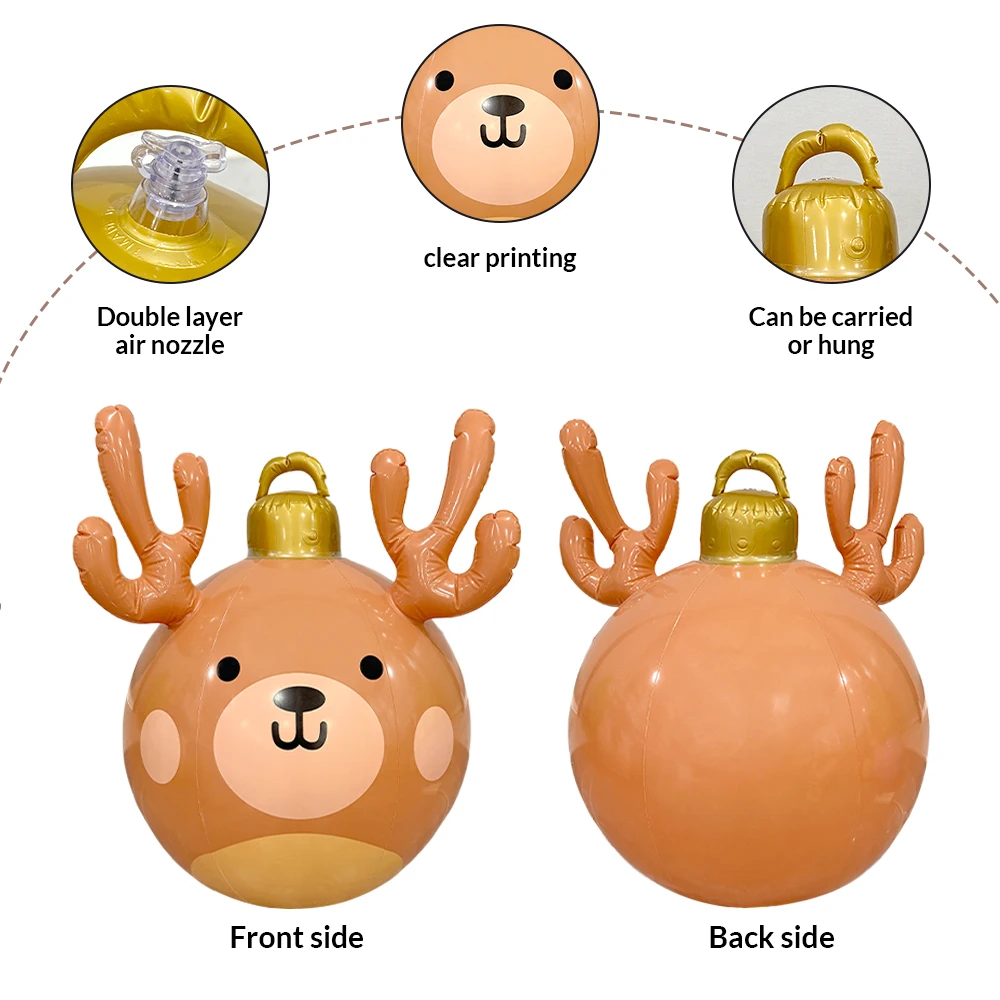 1pc Aufblasbare Geweih Weihnachten Ball PVC Riesen Ball Weihnachten Weihnachten Baum Dekoration Weihnachten Geschenk – Detail 1