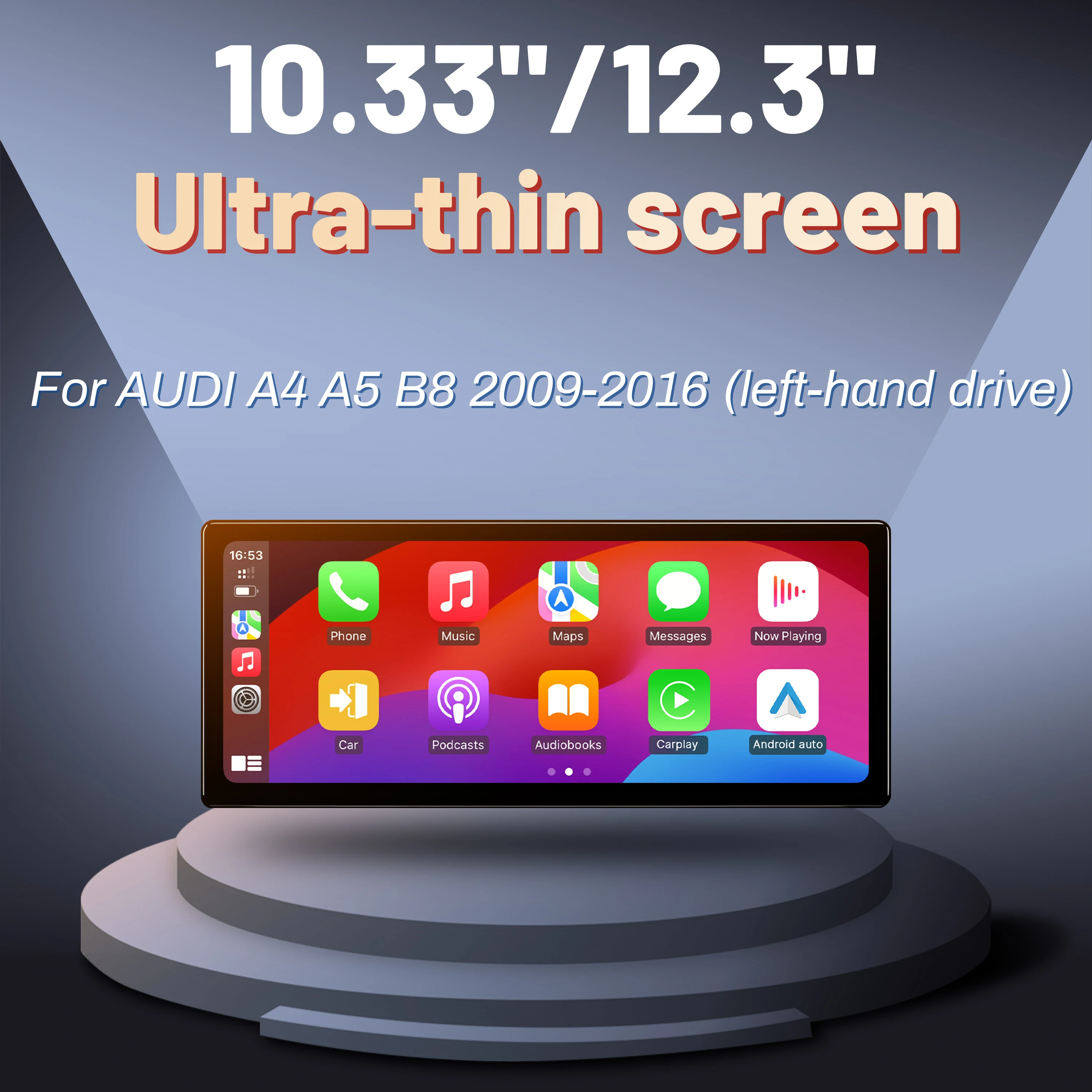 

10.33"/12.3" Android 14 For AUDI A4 A5 B8 2009-2016 (left-hand drive) Car Radio Multimedia Wireless BT Carplay Touch Screen
