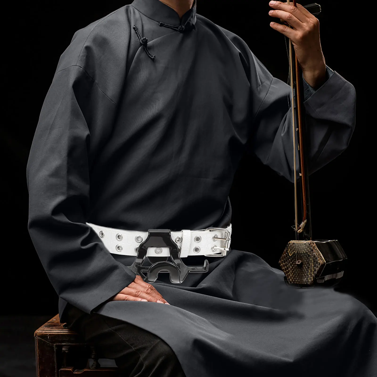 

1 set 1 Set Standing Type Erhu Bracket Portable Waist Holder Durable High-Grade Material Simple Design Easy Use Convenient Belt