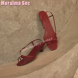 Moda concisa fascia stretta sandali nodo Hollow Sexy gattino tacco medio solido scarpe eleganti da donna Slip On banchetto estivo 2024 nuovo