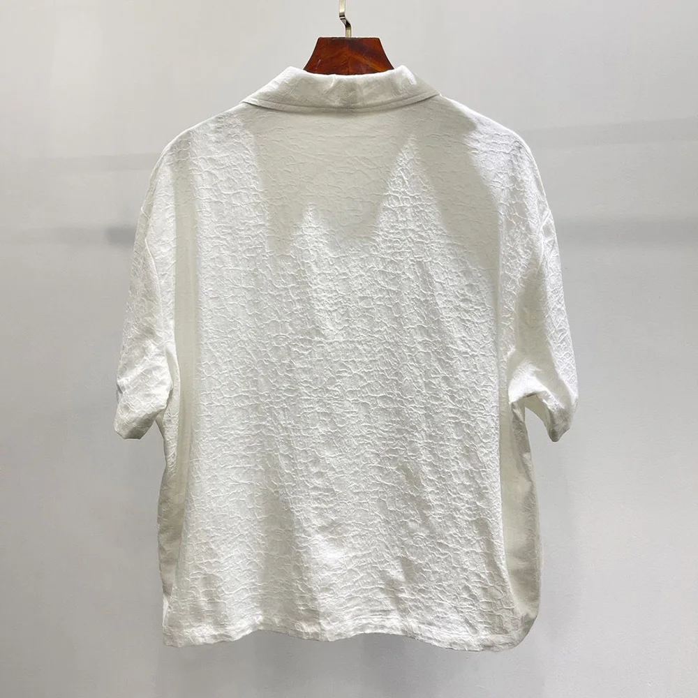 Y2K Mens Shirt Irregular Placket Short Sleeved Shirt Summer Casual Versatile Daily Solid Color Shirt Men's Clothing Unisex 2024