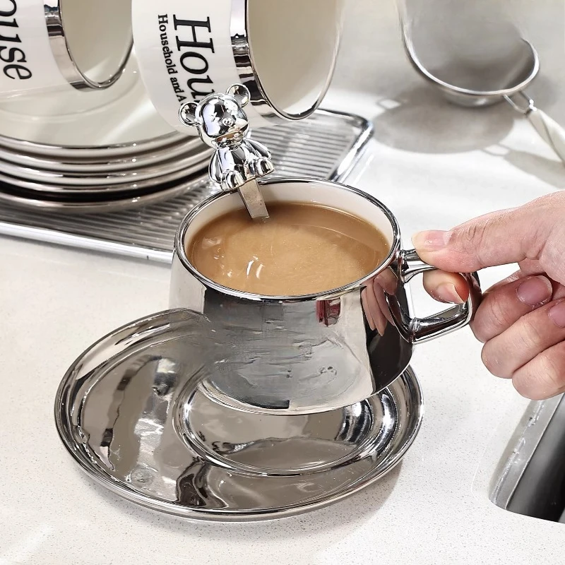 Luxury Coffee Cup Set Accessories Espresso Gadgets Flatten Coffee Cup Set Tea Set Cup And Saucer Stolik Kawowy Cafe Accessories