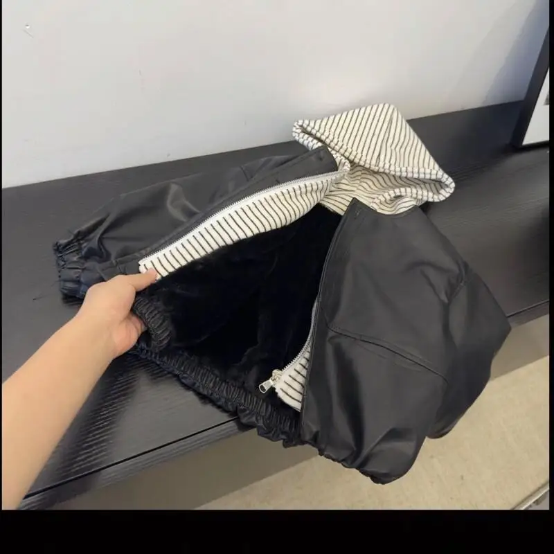 

Кожаная куртка для мальчиков, зимняя стильная новая зимняя куртка на флисовой подкладке, зимняя одежда, детская байкерская куртка, пальто, трендовая детская одежда