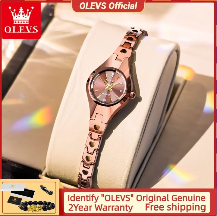 OLEVS 7082 Rhombus Women's Quartz Watch Solid Tungsten Steel Strap Waterproof Ladies' Diamond Luxury Watch