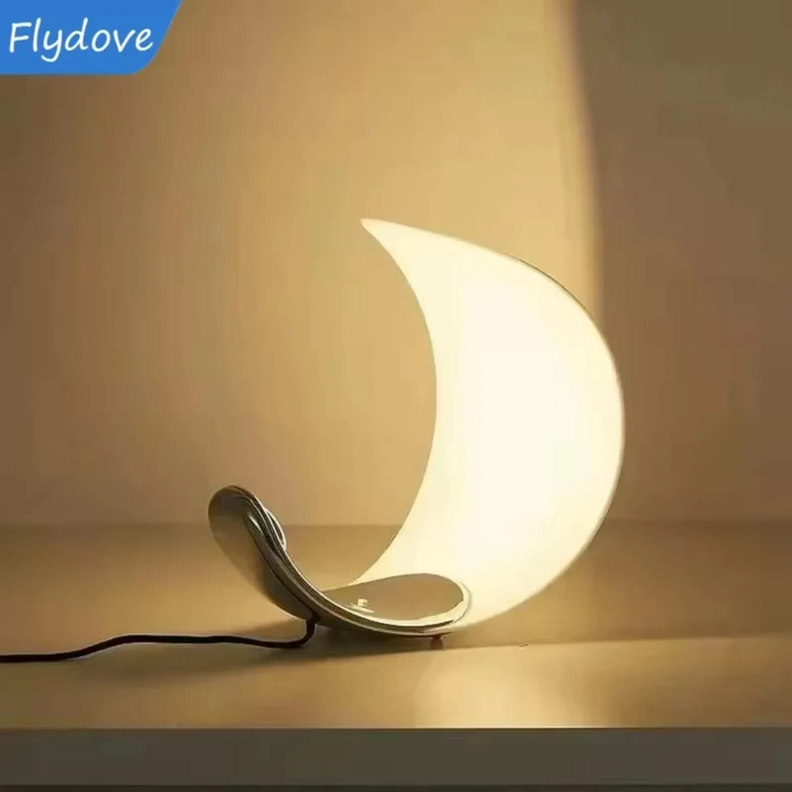 Flydove مصمم الإبداعية الشمال حليقة القمر الجدول مصباح منحني الجدول مصباح لغرفة النوم دراسة السرير الديكور LED ضوء الليل