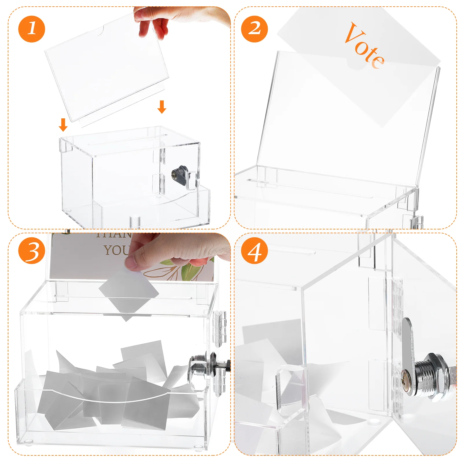 Transparant Acryl Stembus 15.8X13.6X21.3CM Grote Capaciteit Wandmontage Donatie Stembus Afsluitbare Liefdadigheid collectie