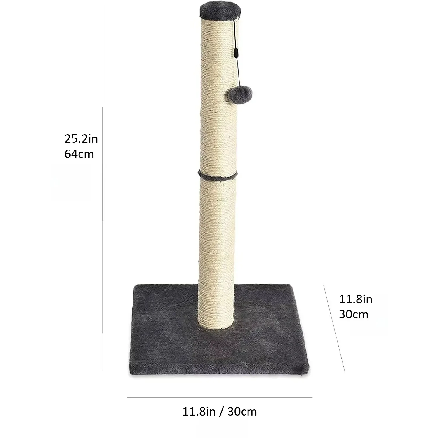 Cat Scratching Post 31.5 Inch Medium Cat Tree with Dangling Ball Toy Sisal Scratch Pole Kitten Furniture for Indoor Cats Grey