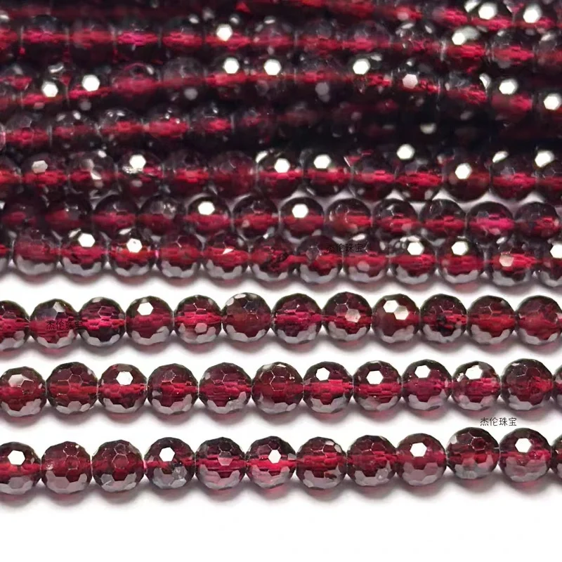

Hessonite red Garnet faceted round square wholesale for DIY jewelry necklace 38cm LOOSE BEADS
