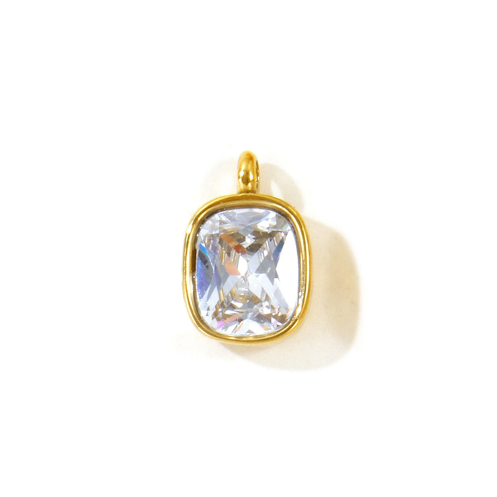 1 Stück Mehrfarbiger Ovaler Kubischer Zirkonia Geometrischer Anhänger 18K Vergoldeter 304 Edelstahl-Anhänger für DIY Halsketten-Schmuckherstellung – Detail 12