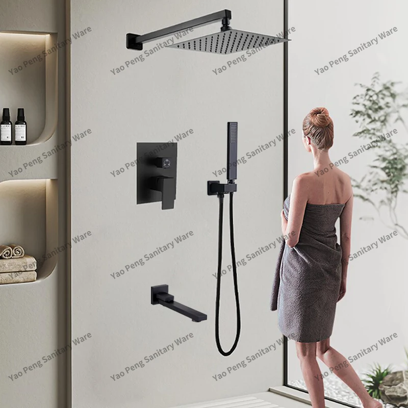 A set of concealed built-in shower set with pre-embedded box for home wall-mounted, thermoplastic hotel hidden shower head.