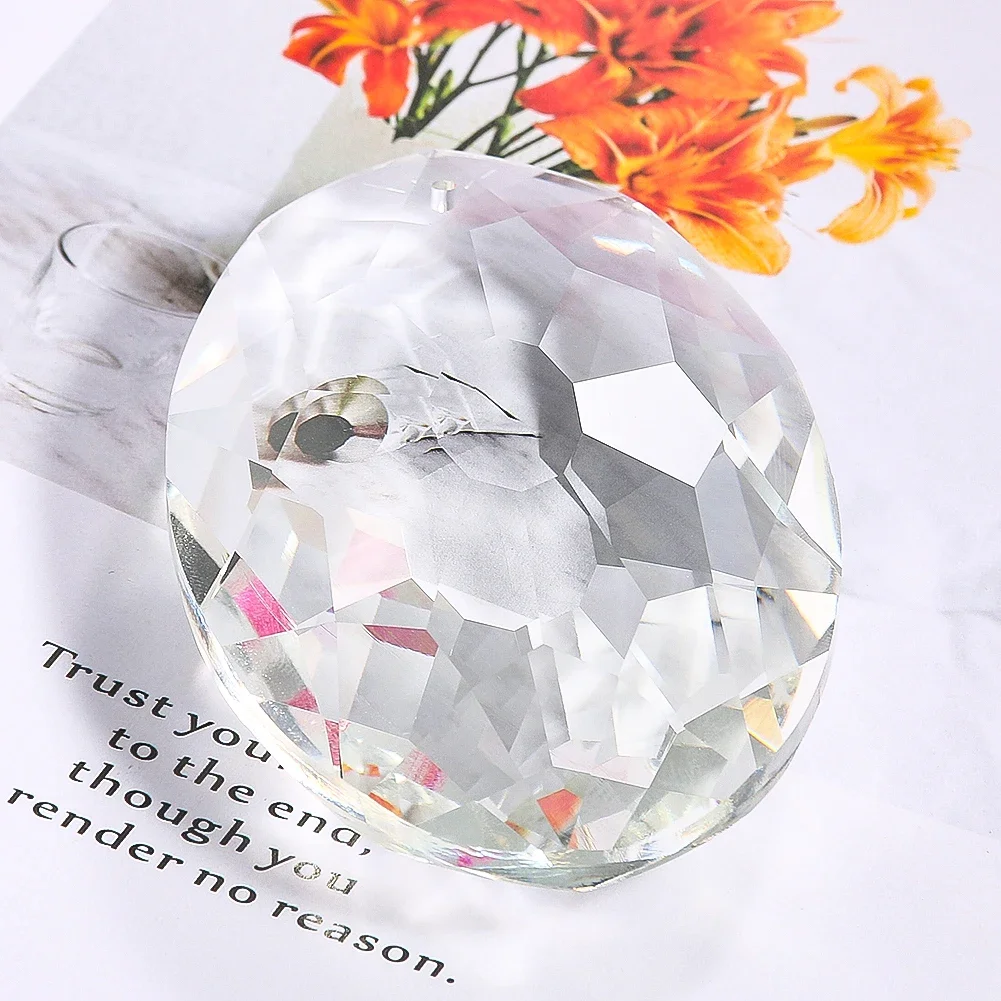 90MM Rugby Oval Bird Nest Sunburst Crystal Pendant prisma sfaccettato Glass Star Gemstone lampadario sfaccettato Sun Catcher Ornament