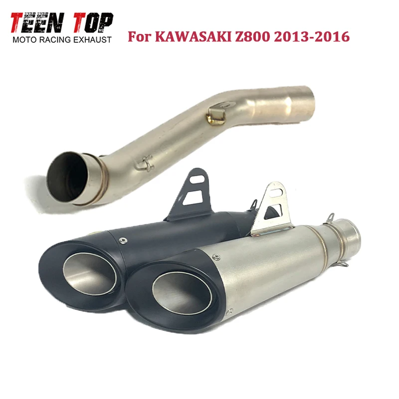 

310mm Motorcycle Exhaust Muffler For KAWASAKI Z800 Slip-on Exhaust 51mm Escape Moto Mid Tube Connect Racing Muffler 2013-2016