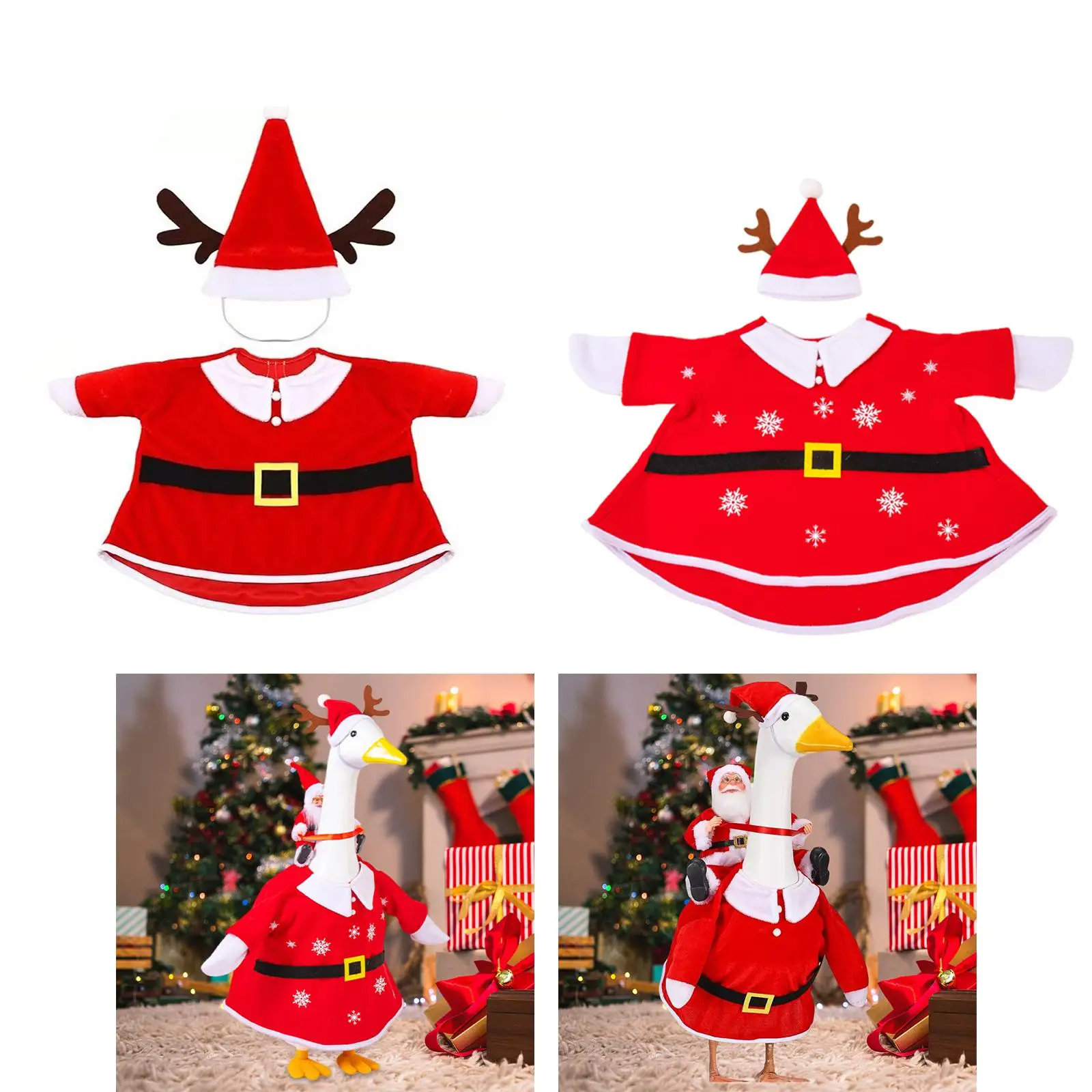 Christmas Porch Goose Outfit Yard Decoration Unique Easy to Use Decor Holiday Porch Goose Figurine Clothing for