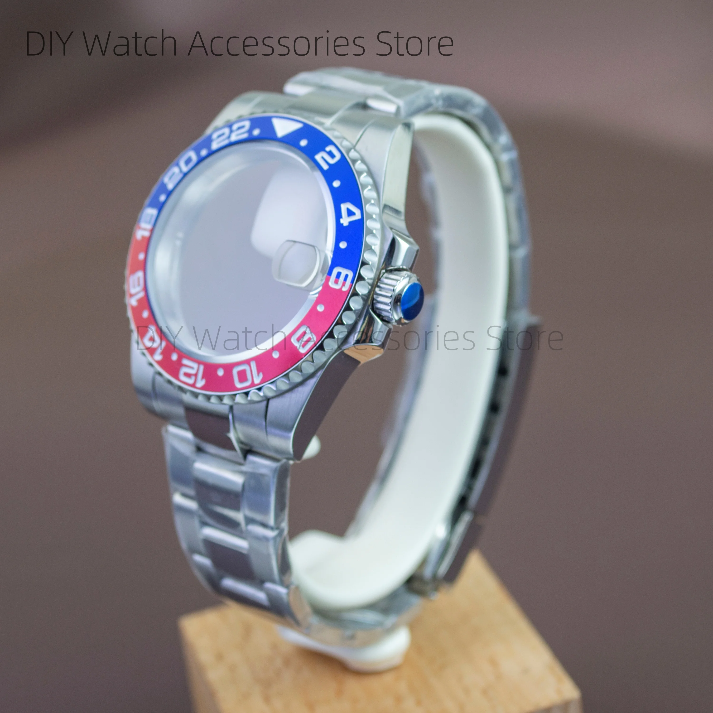 40mm NH35 Case Strap Stainless Steel Watch Case Strap Waterproof Sapphire Glass for SUB GMT NH35 NH36 Movement