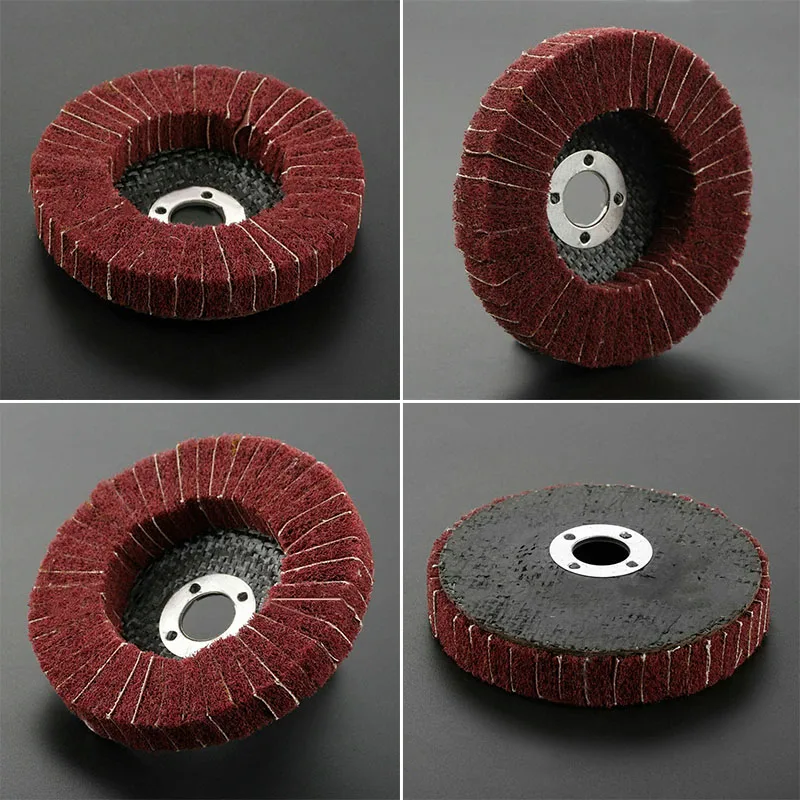 เส้นใยล้อขัดโรตารี่เครื่องมือรอบสนิม Pad สําหรับโลหะไม้ FLAP Disc Buffing Abrasive 320 กรวด 100 มม.