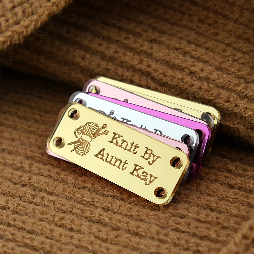 

Custom Mirror Acrylic Tags Laser Engraved 0.59"x1.57" Pre-Punched for DIY Crafts Home Decor Clothing Personalized Text Logo