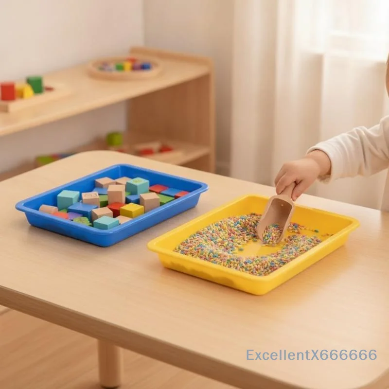 Rainbow Sensory Activity Tray Non-Toxic Plastic Organizer for Kids Play Sand Craft Homeschool Educational Activities