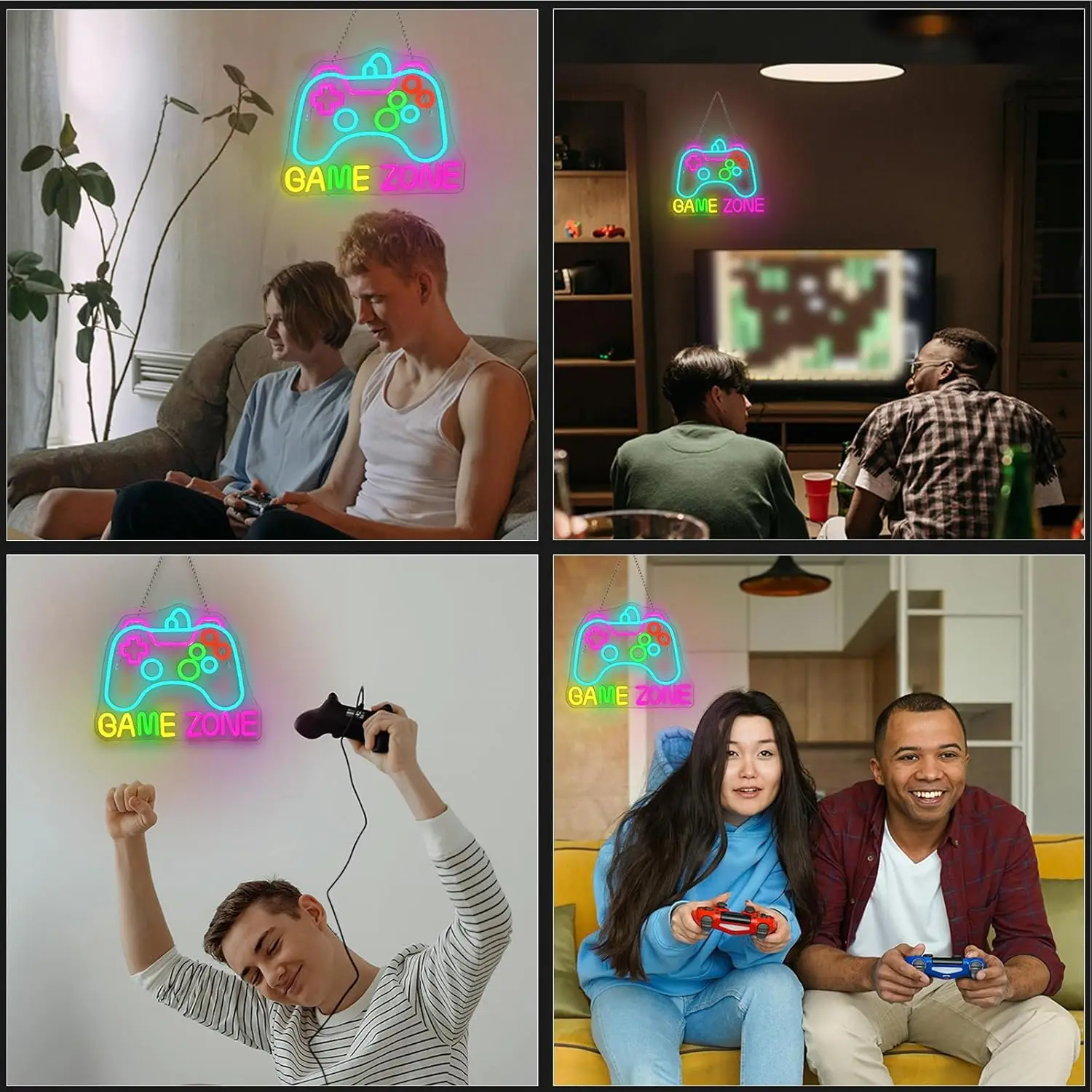 

Colorful Game Zone Neon Light Gamepad Neon Light USB Powered Dimmable for Game Room Gamer Gifts for Teenage Boys Kids