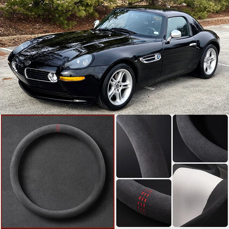 

Alcantara Anti-Slip Black Suede Leather Car Universal Steering Wheel Cover For BMW Z8 Car Accessories