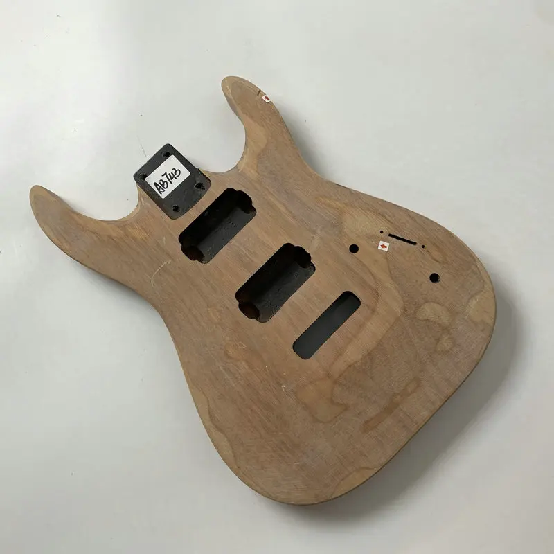 AB743 Custom Order Natural Color Solid Wood Unfinished Electric Guitar Body 2 Humbucker Pickups DIY Guitar Parts for Replace