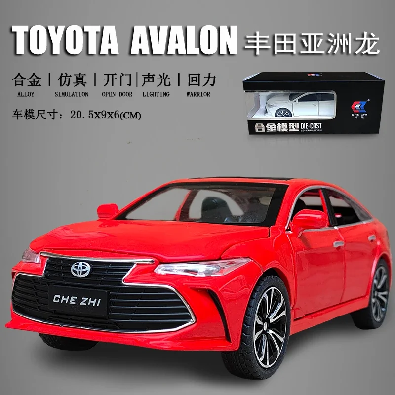 1:24 TOYOTA AVALON Toy Car For Children Diecast Metal Model Miniature Sound Light Doors Openable Collection Gift For Kids A566