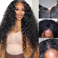 Water Wave V Part Wig Human Hair No Leave Out Curly V Part Human Hair Wigs For Women 180% Brazilian Curly Machine Made Wig