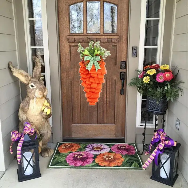 Carrot Easter Wreaths Artificial Orange Easter Carrot Decor Door Hanger Seasonal Decor Decorative Signs & Ornaments For Mother's