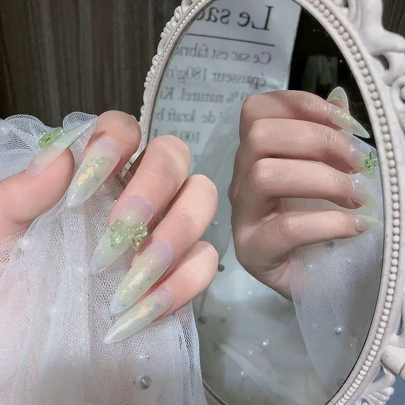 Rubans français transparents en résine colorée, 50 pièces, breloque avec nœud papillon, bijoux, décorations Nail Art, outils de manucure, accessoires