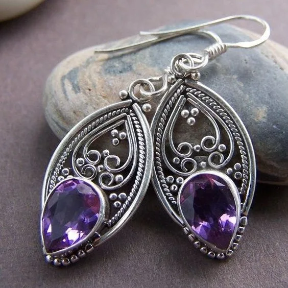 diy-accessories-cross-border-personalized-retro-style-men's-and-women's-purple-zircon-earrings-fashionable-and-popular-hollow-c