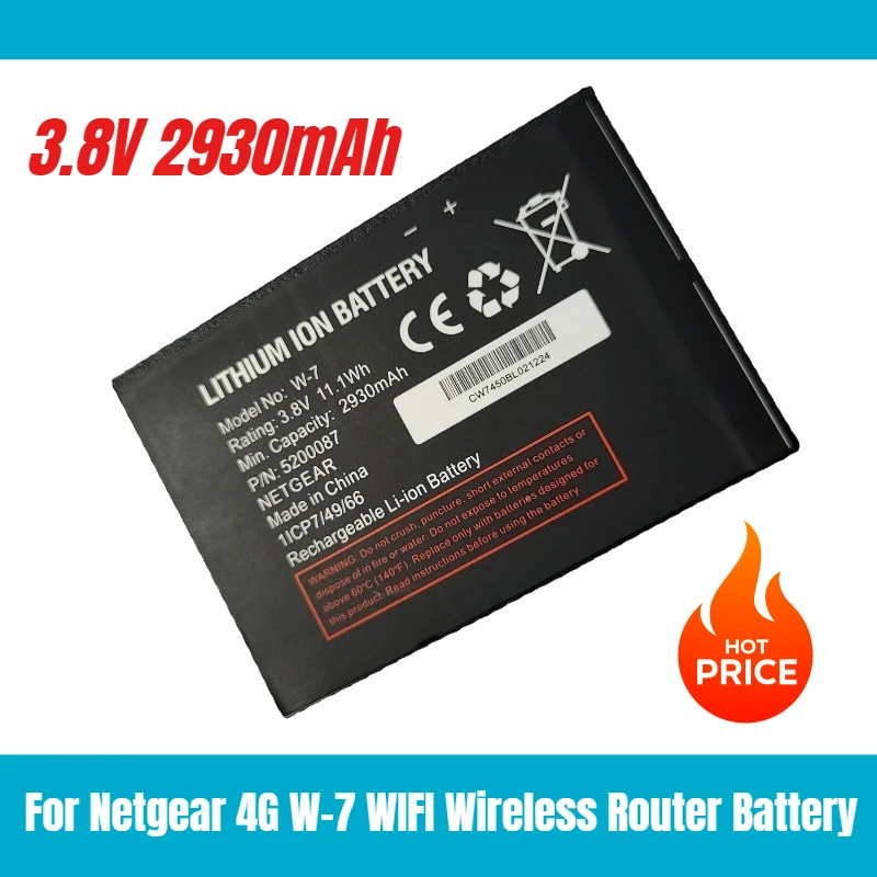 

3.8V 2930mAh for Netgear 4G W-7 WIFI Wireless Router Battery