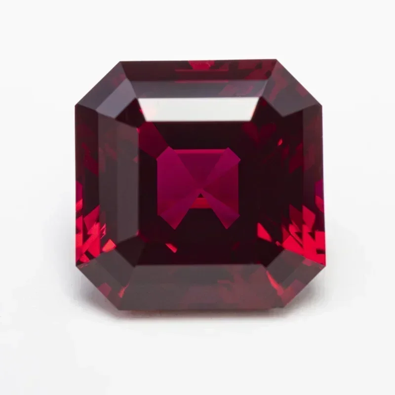 مختبر نمت روبي ساحة Asscher قطع حمامة الدم الأحمر VVS1 الأحجار الكريمة السحر DIYJewelry صنع المواد اختيار AGL شهادة
