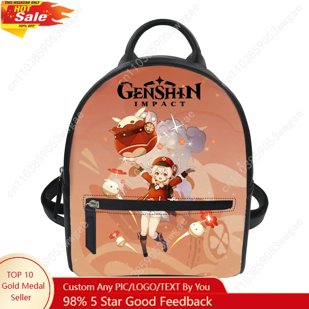 

Genshin Klee Backpack Purse Womens Schoolbag Customized Double Shoulder Bags High Quality Mini Daypack Leather Travel Bag Gift
