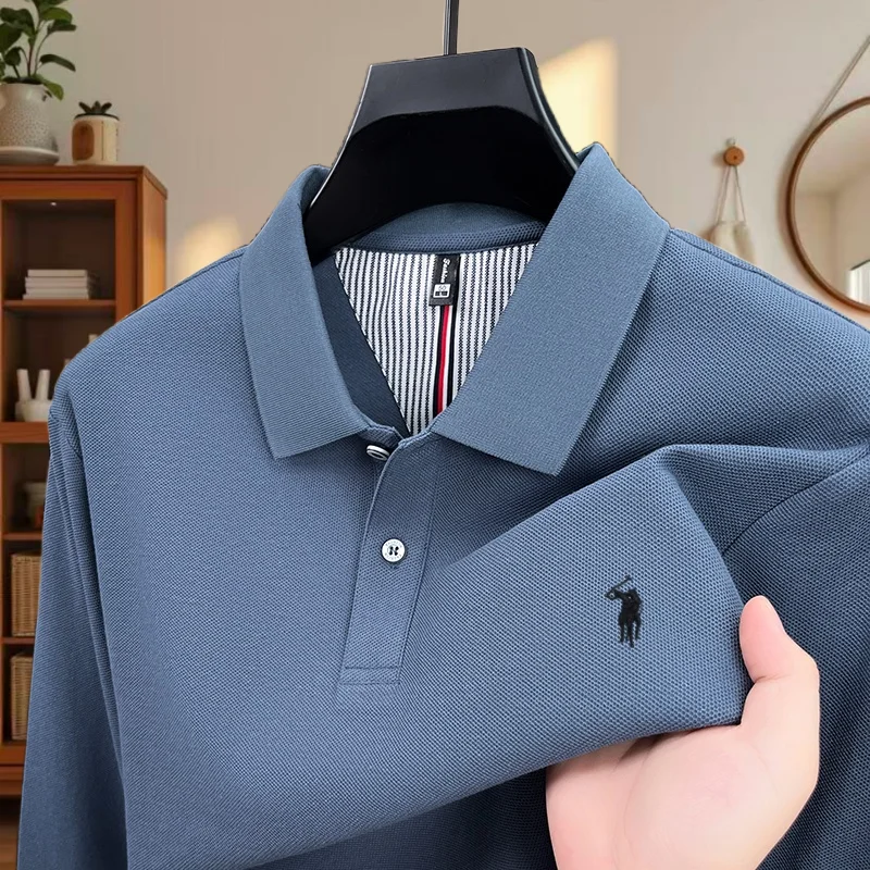 

Luxury hot selling brand Spring Autumn new item 100% pure cotton men's polo shirt Paul Pony embroidered comfortable long sleeve