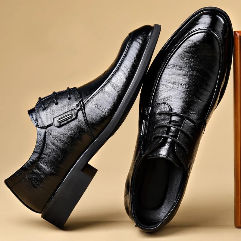 

Дерби Мужская удобная классическая британская деловая мужская обувь на низком каблуке с острым носком