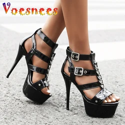 Gladiator Shoes Women Steel Tube Dancing Striptease Walking Show Sandals Model high-heeled 13cm Rom Sandals Platform Club Shoes