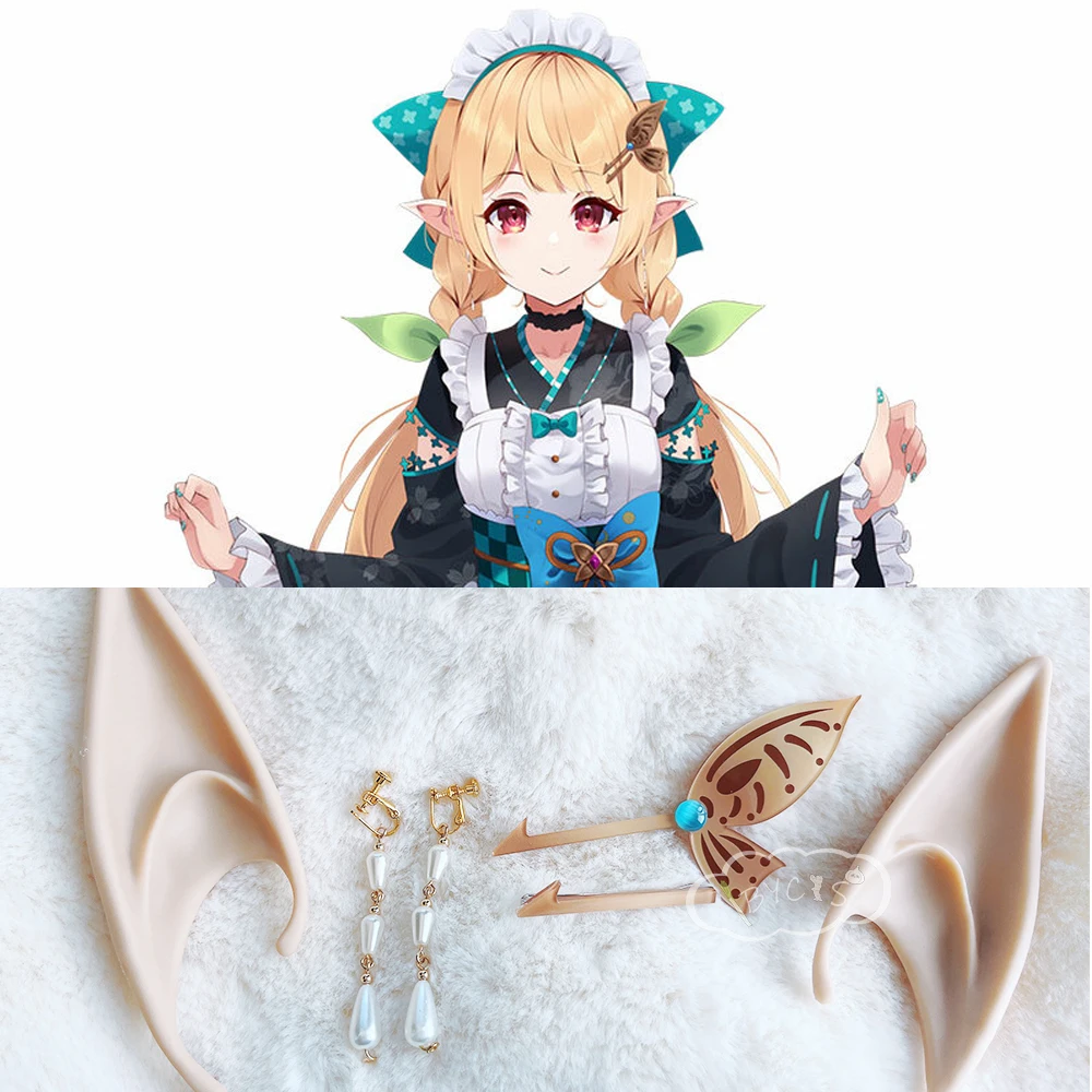 NIJISANJI Vtuber Lazulight Pomu Rainpuff Cos Ear Pin Cosplay Earrings Hair Clip Een Ears Anime Prop Jewelry Girl