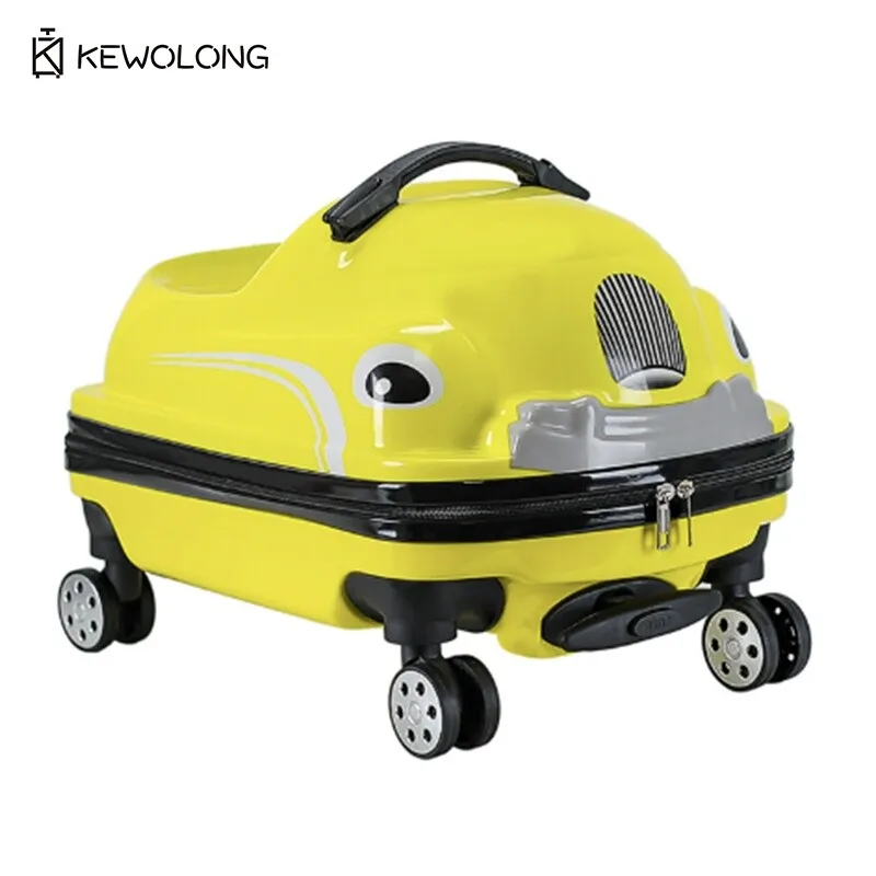 Kids Ride On Suitcase 18 Inch ABS Carry On Luggage with Spinner Wheels, Convertible Seat Function Children Travel Trunk