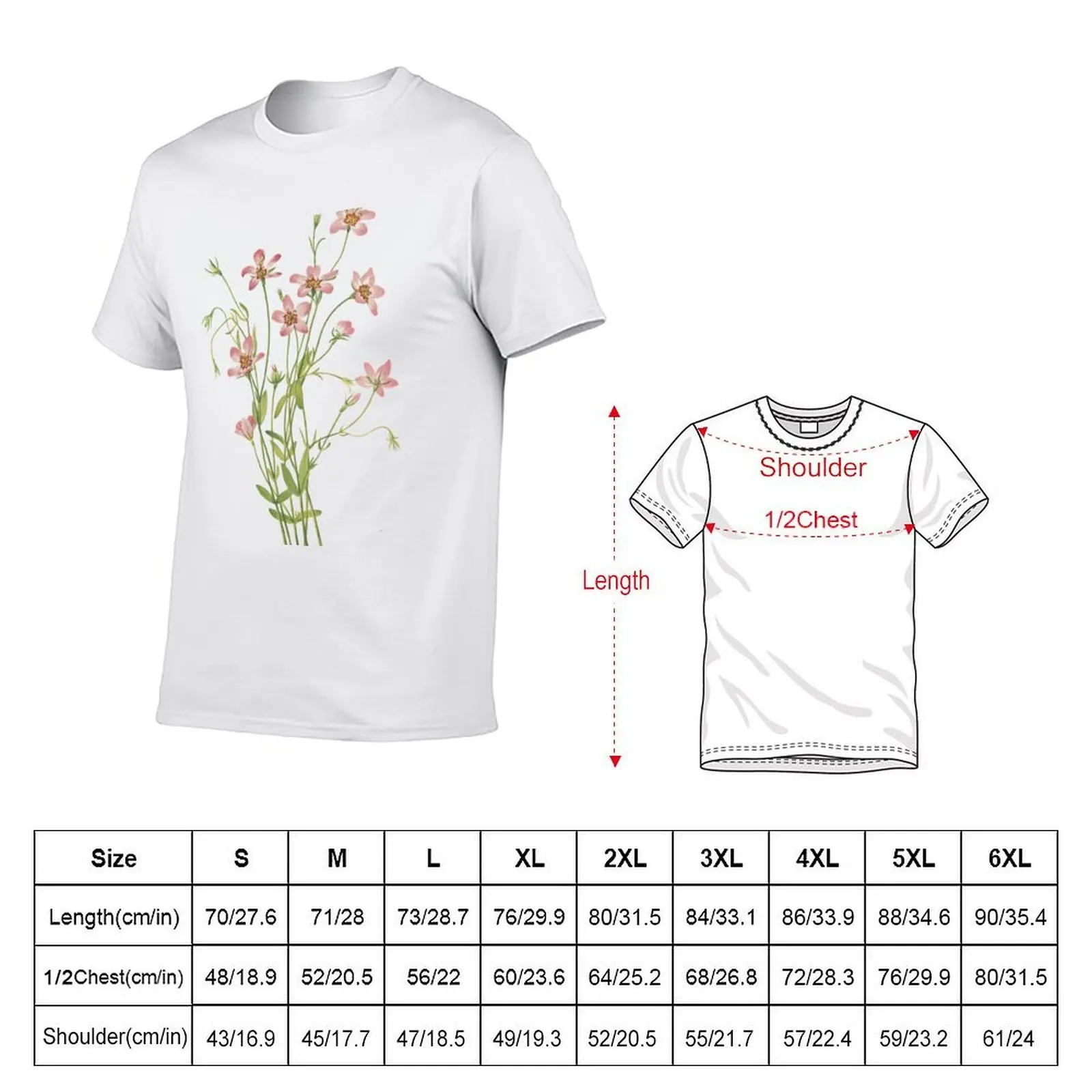 Vintage Botanical Flower Art - Salt-marsh pink - Rose-gentian - Sabatia stellaris T-Shirt