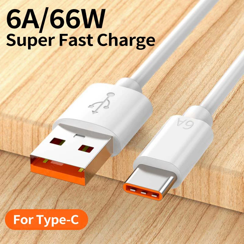 6A 66W USB A To USB Type C Cable Super Fast Charging Charger Data Wire PD Type C High Speed Data Transfer Quick Charge Data Cord