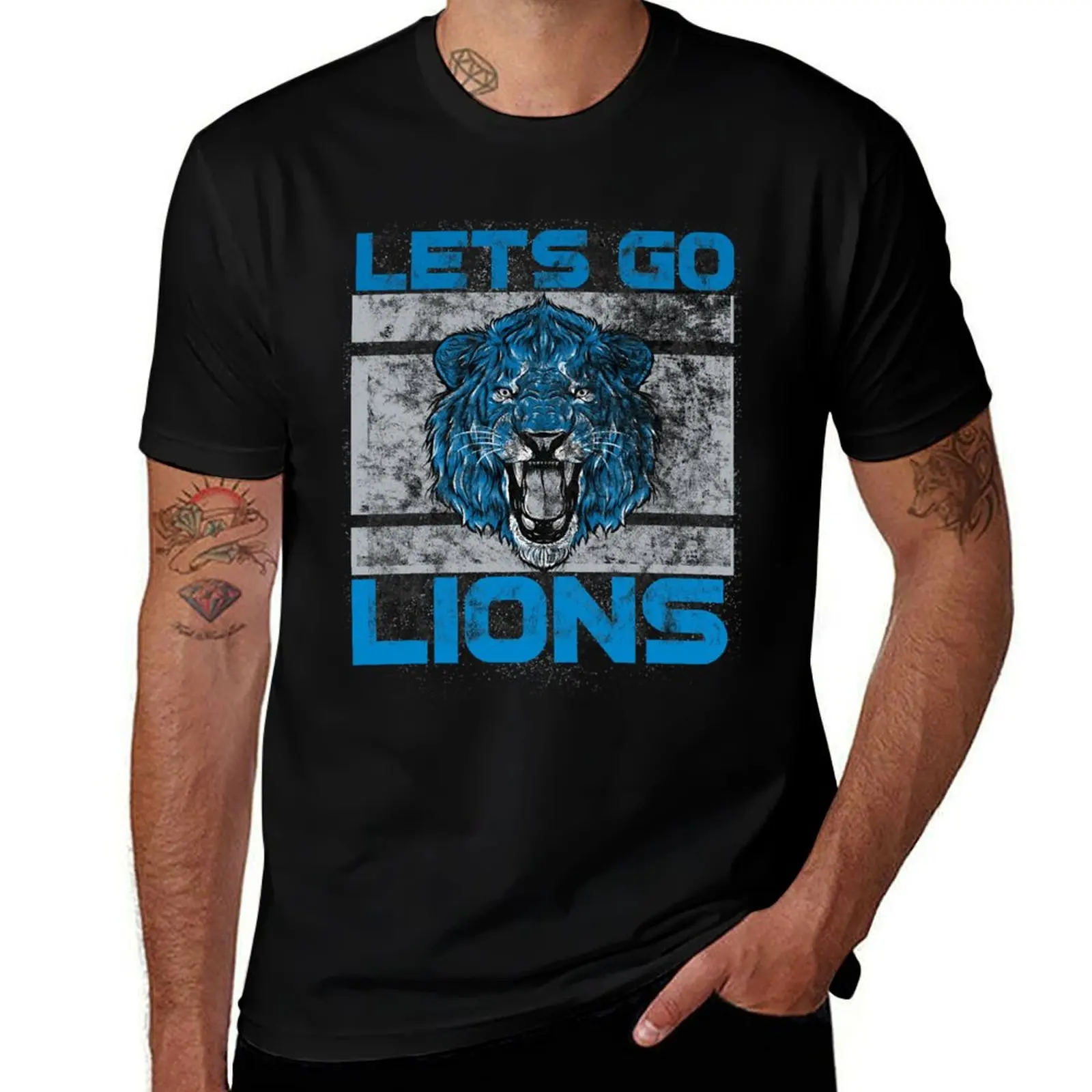 

washed worn funny shirts and tshirt T-Shirt shirt anime LIONS!!! t graphic man for look! t GO LETS personalised