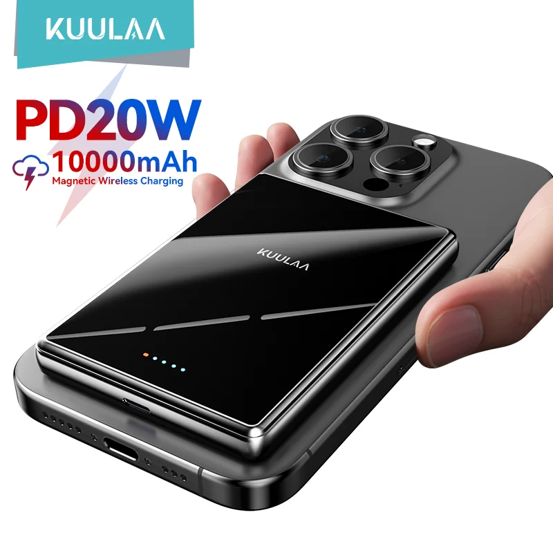 

KUULAA Slim Magnetic Power Bank 10000mAh PD20W Portable Charger Wireless External Battery for iPhone 16 15 14 Pro Max Powerbank