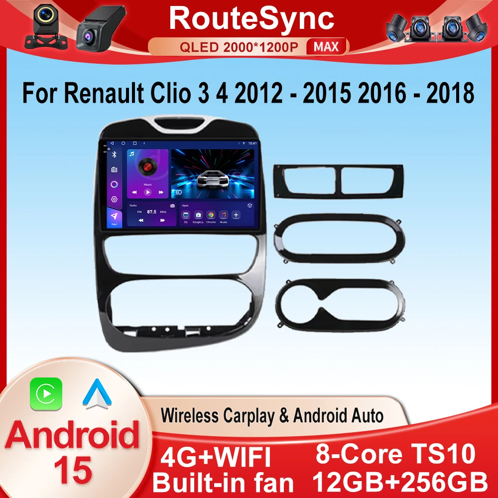 Android 15 Auto Carplay For Renault Clio 3 4 2012 - 2015 2016 - 2018 Car Radio Video Multimedia Player Stereo Audio GPS 4G WIFI