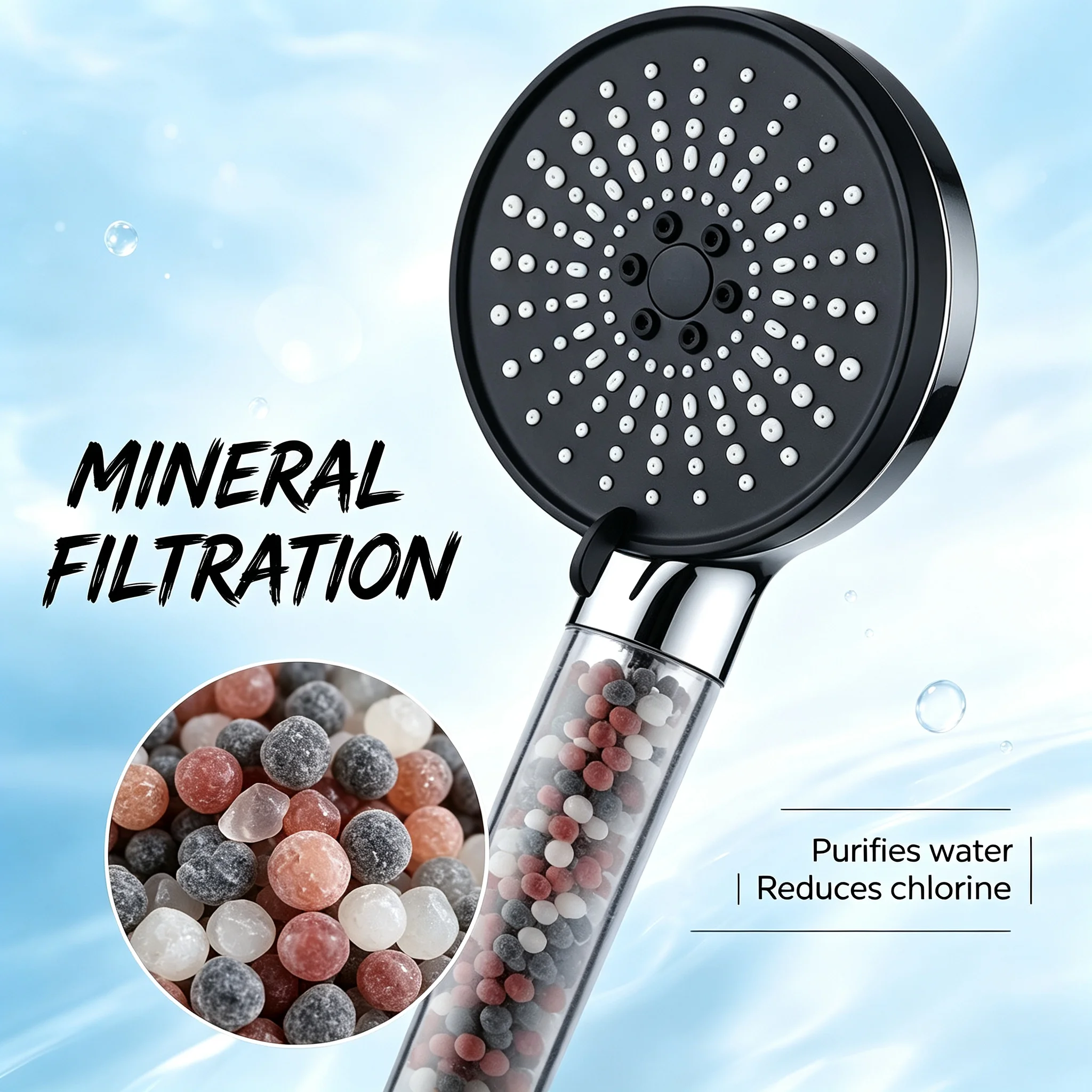 Sensitive‑Skin Friendly Filter Shower Nozzle Handheld Shower Head Removes Chlorine and Heavy Metals for Healthier Shower Water