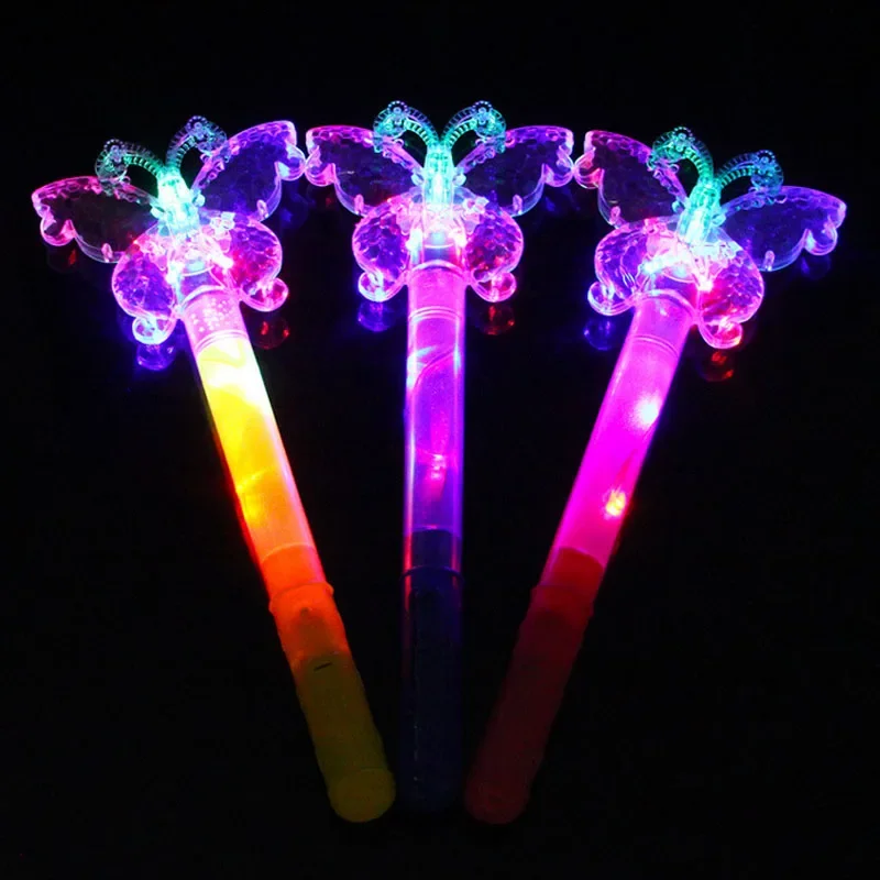 10pcs  Flashing Stick Fairy Princess Magic Wand Sticks Butterfly Children Girl Party  Birthday Gift    Halloween