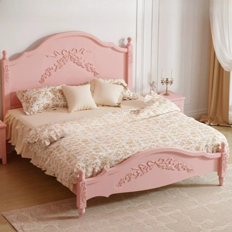 Teenage Girls Upholstery Bed Wood Aesthetic Princess Modern Bed Luxury Multifunctional Camas De Dormitorio Bedroom Furniture
